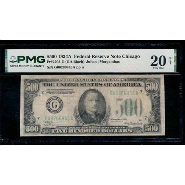 1934A $500 Chicago FRN PMG 20NET