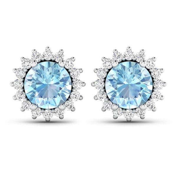 14KT White Gold 1.3ctw Aquamarine and Diamond Earrings