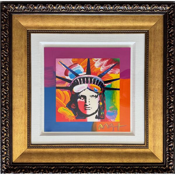 Peter Max LIBERTY HEAD 2015 Hand Signed Painted Serigraph with COA & Appraisal