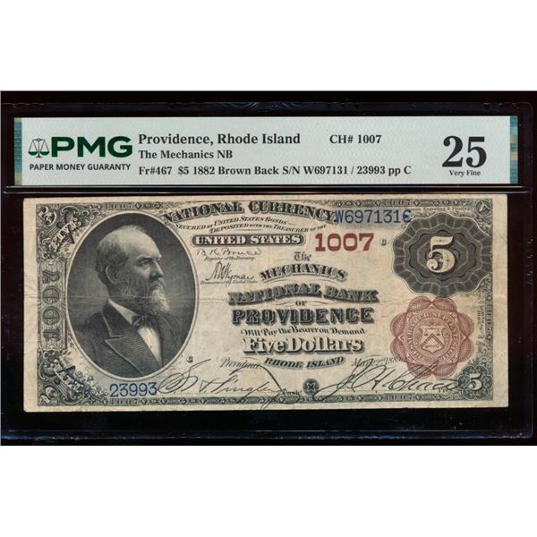 1882 $5 Providence RI National PMG 25