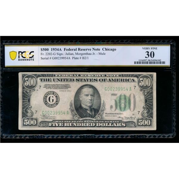 1934A $500 Chicago FRN PCGS 30