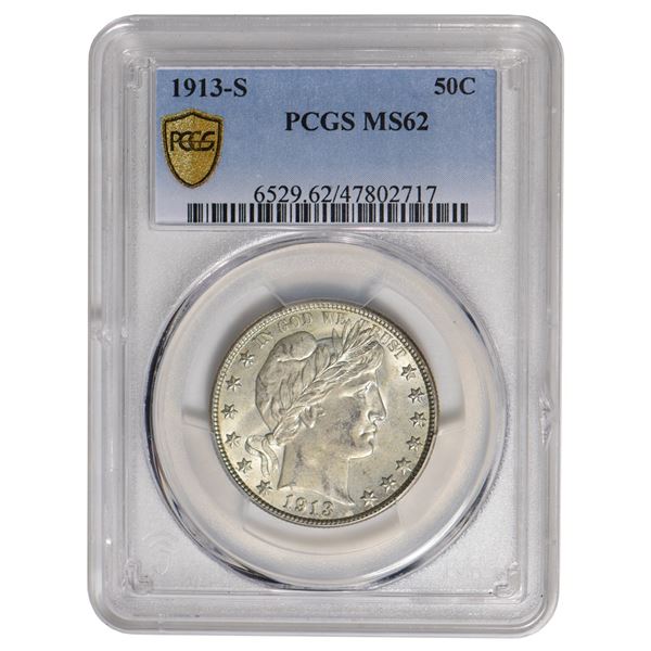 1913-S Barber Half Dollar PCGS MS62