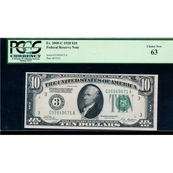1928 $10 Philadelphia FRN PCGS 63