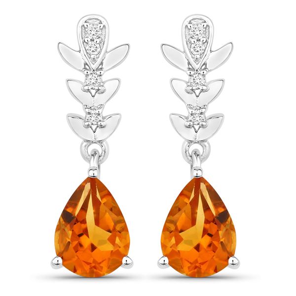 Plated Rhodium 1.80ctw Citrine and Lab Diamond Earrings