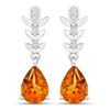 Image 1 : Plated Rhodium 1.80ctw Citrine and Lab Diamond Earrings