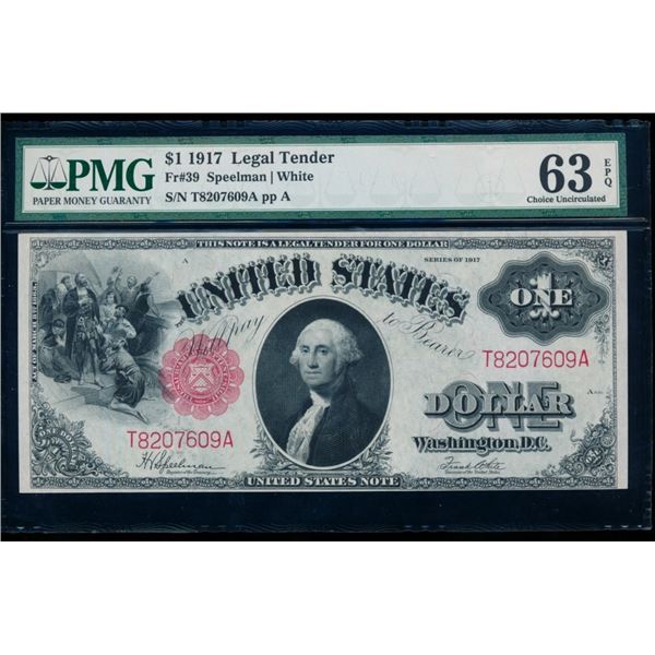 1917 $1 Legal Tender Note PMG 63EPQ