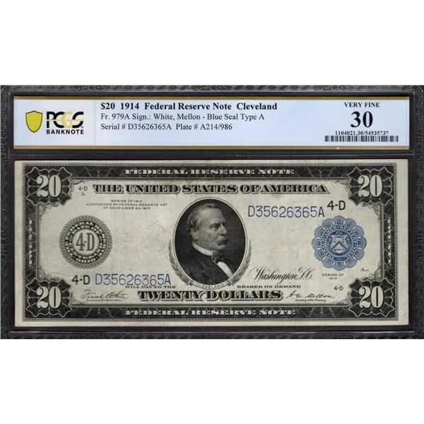 1914 $20 Cleveland FRN PCGS 30