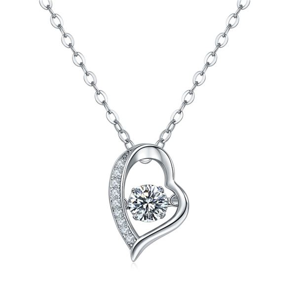 Beautiful White Fire Heart Moissanite Pendant