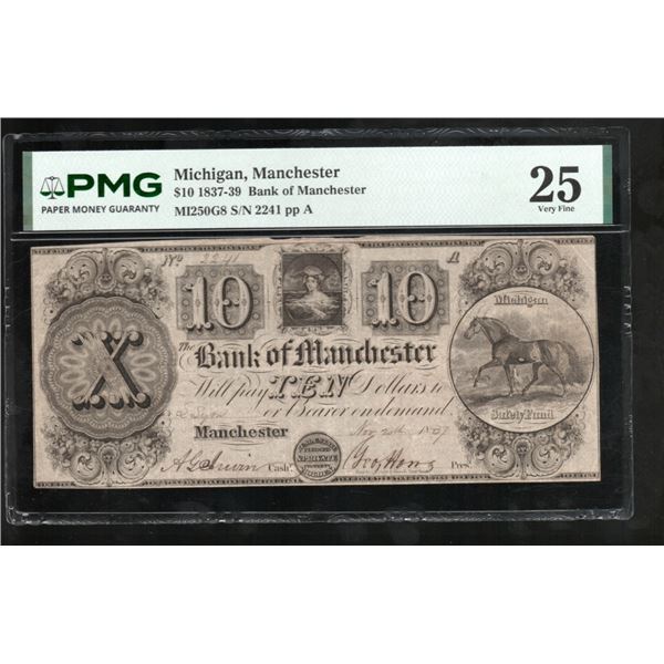 1837 $10 Manchester MI Obsolete PMG 25