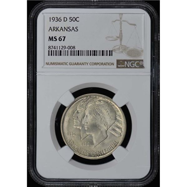 1936-D Arkansas Commemorative Half Dollar NGC MS67