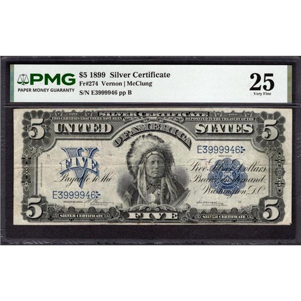 1899 $5 Chief Silver Certificate PMG 25