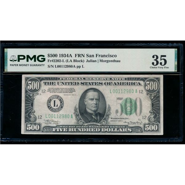 1934A $500 San Francisco FRN PMG 35