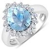 Image 1 : 14KT White Gold 2.3ct Aquamarine and Diamond Ring