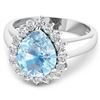 Image 3 : 14KT White Gold 2.3ct Aquamarine and Diamond Ring