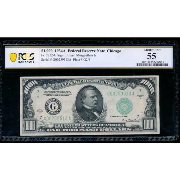 1934A $1000 Chicago FRN PCGS 55