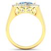 Image 4 : 14KT Yellow Gold 1.48ctw Aquamarine and Diamond Ring