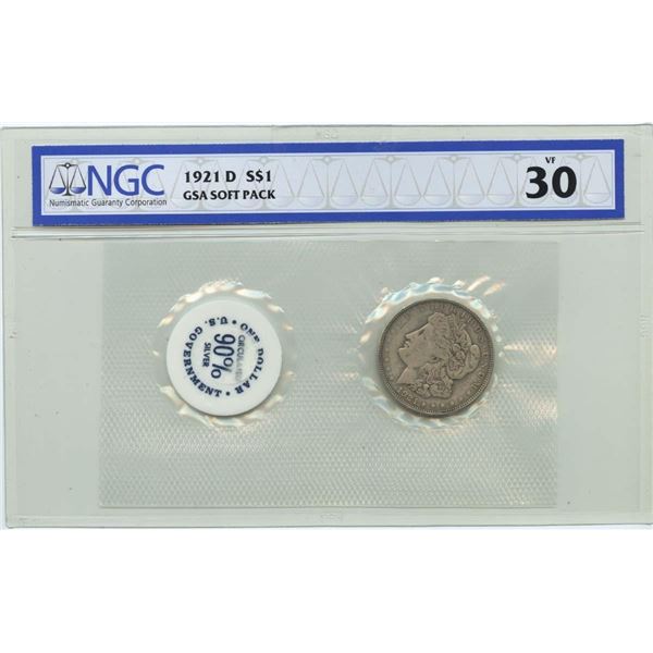 1921-D $1 Morgan Silver Dollar NGC VF30