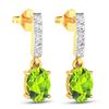 Image 3 : 14KT Yellow Gold 1.26ctw Peridot Topaz and Diamond Earrings
