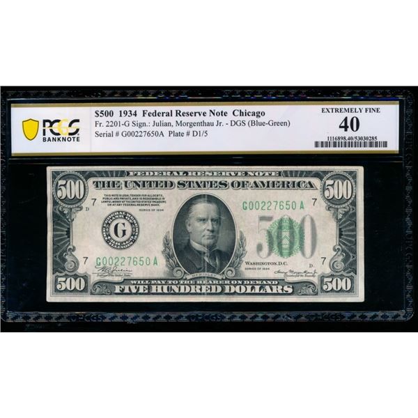 1934 $500 Chicago FRN PCGS 40