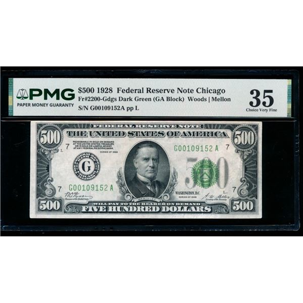 1928 $500 Chicago FRN PMG 35