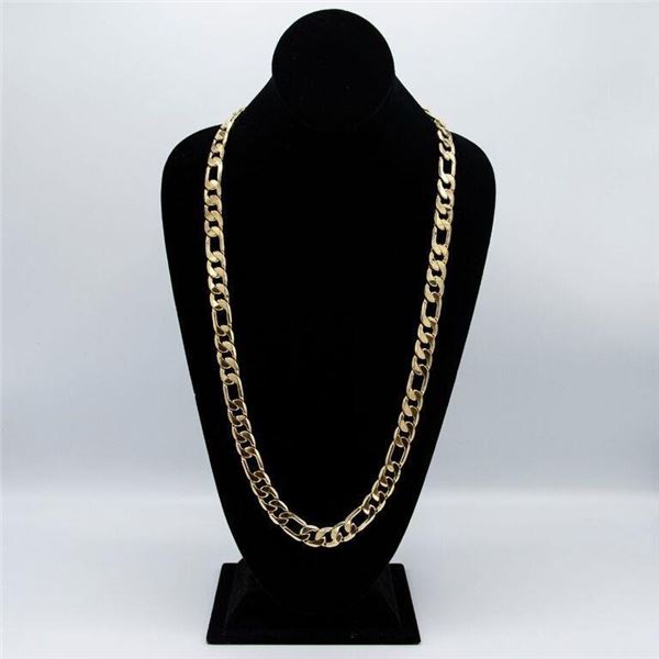 Huge 111.3 Gram 14Kt Gold Plate Figaro Link Necklace