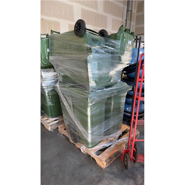 8 GREEN INDUSTRIAL HIGH-DENSITY PLASTIC MOBILE WASTE CONTAINMENT CONTAINER UNIT