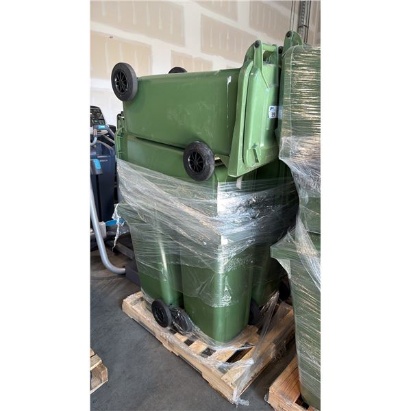 7 GREEN INDUSTRIAL HIGH-DENSITY PLASTIC MOBILE WASTE CONTAINMENT CONTAINER UNIT
