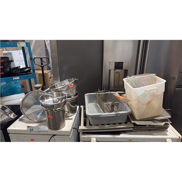 STAINLESS STEEL CONICAL CHINOIS STRAINERS, MANUAL FOOD MILL, FRYER BASKET, HOTEL PANS, BUS TUB