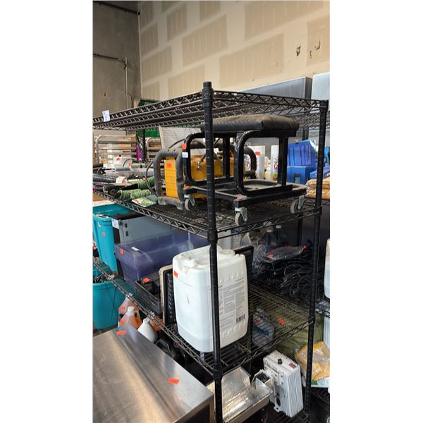 HEAVY-DUTY BLACK POWDER-COATED STEEL FIVE-SHELF WIRE ROLLING RACKS, 2-UNITS