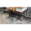 Image 1 : RUSTIC INDUSTRIAL COMMERCIAL RESTAURANT SET: TWO 24X28 DISTRESSED WOOD TABLES WITH BLACK CAST IRON