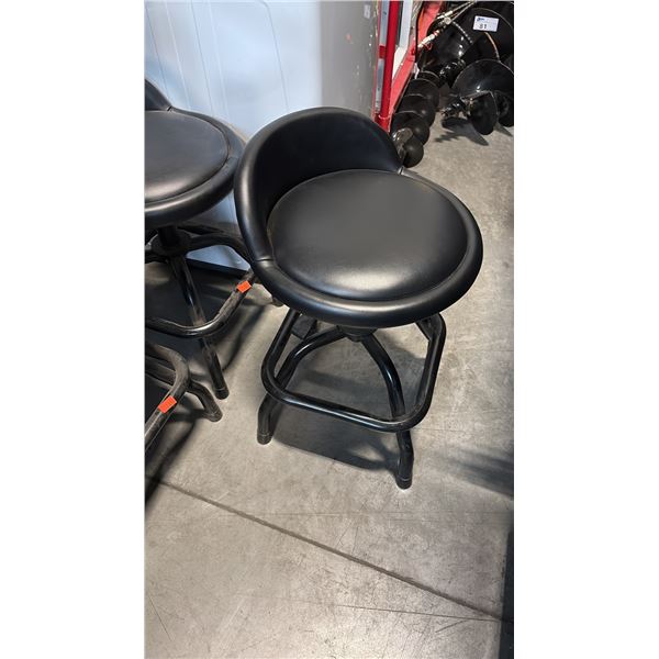 COMMERCIAL-GRADE BLACK FAUX LEATHER WELDED TUBULAR STEEL SWIVEL BARSTOOLS, SIX-PIECE SET
