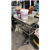 Image 1 : COMMERCIAL STAINLESS STEEL MOBILE UTILITY CART, WIRE SHELVING, RATIONAL TABLETS, SCALE AND MORE