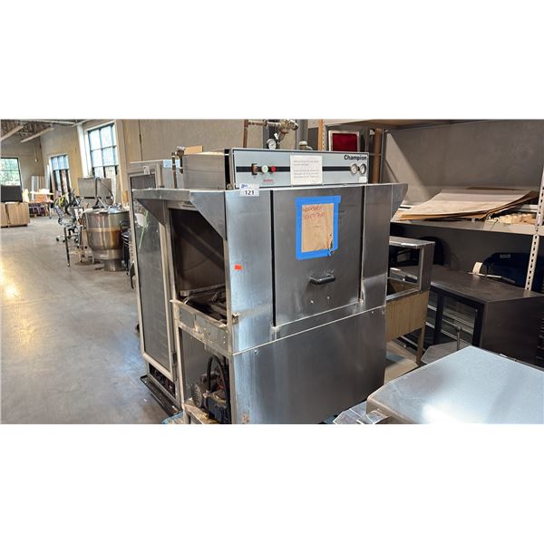 CHAMPION INDUSTRIES PASS THROUGH SINGLE TANK DOOR TYPE DISHWASHING MACHINE STAINLESS STEEL