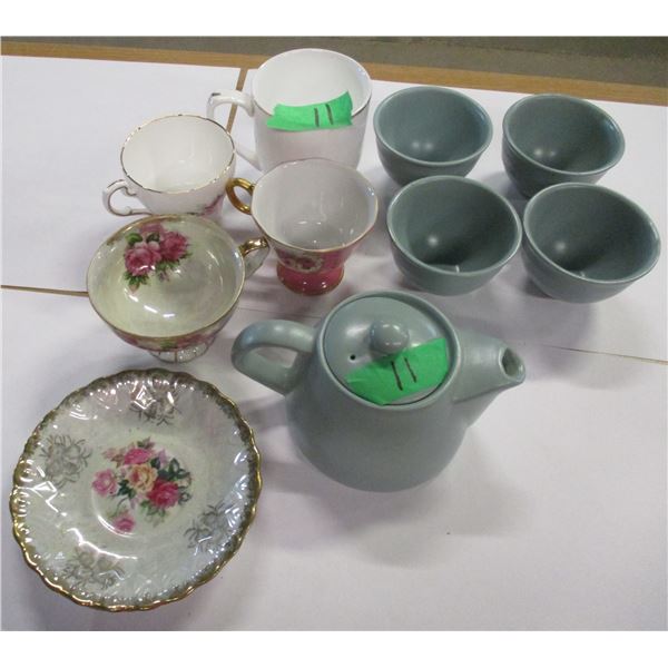 COLLECTABLE:  ASSORTMENT OF CUPS & SAUCERS, 5 IECE TEA SET
