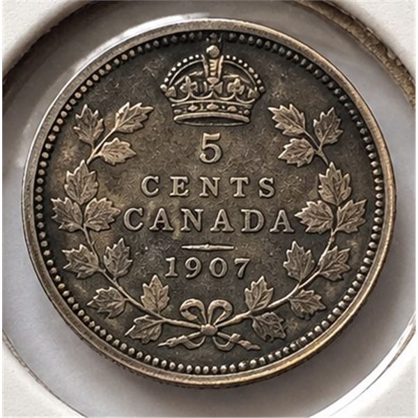 1907 CANADA KING EDWARD VII SILVER FIVE CENT