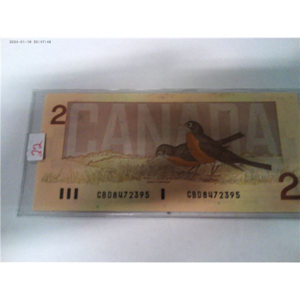 1986 CRISP UNCIRCULATED BIRD SERIES CANADA $2 BILL