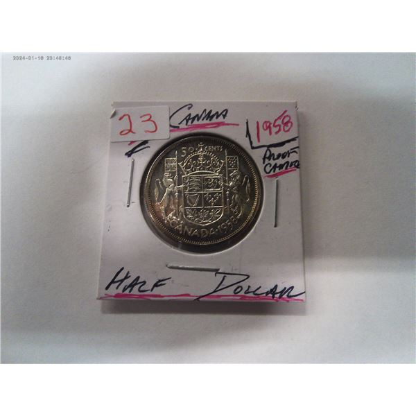 1958 PROOF CAMEO CANADA HALF DOLLAR