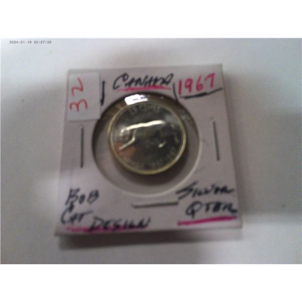 1967 BOBCAT DESIGN CH/BU CANADA SILVER QUARTER