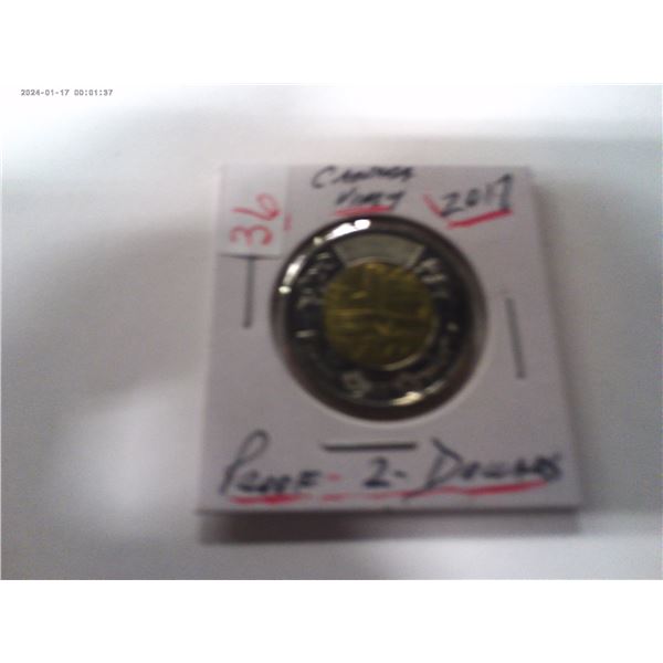 2017 PROOF VIMY CANADA $2 COIN