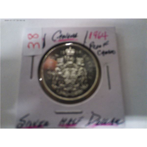 1964 PROOF CAMEO CANADA HALF DOLLAR