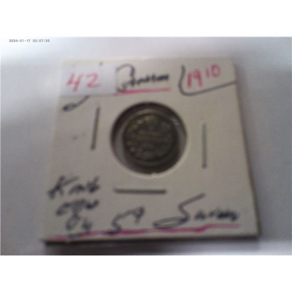 1910 CANADA KING EDWARD VII SILVER FIVE CENT