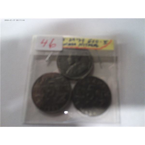 1928, 1929 & 1930 CANADA KING GEORGE V NICKELS