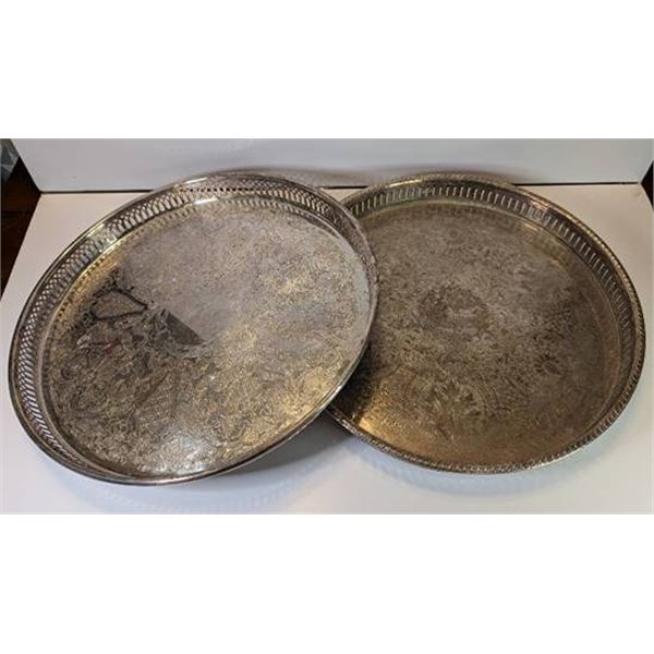 2 Silver Plated Serving Trays