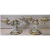 Image 1 : Spanish Porcelain Double Candleholders with Gold Accents