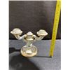 Image 3 : Spanish Porcelain Double Candleholders with Gold Accents