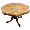 Image 1 : Octagonal Burled Wood Pedestal Table with Carved Base