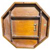 Image 2 : Octagonal Burled Wood Pedestal Table with Carved Base