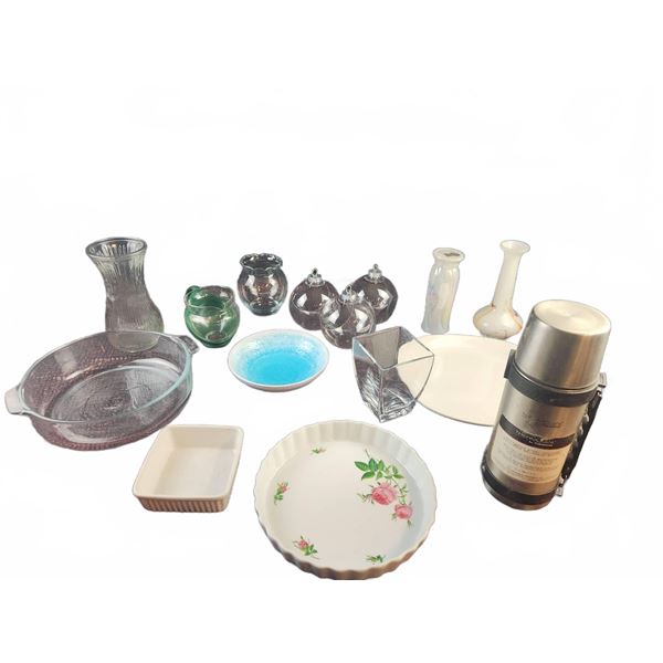 Glassware, Decor, and Thermos Lot