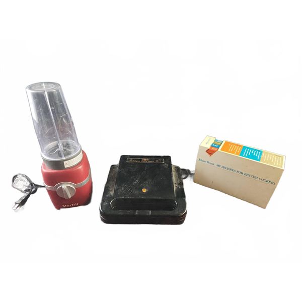Kitchen Ware including Starfrit Blender, Salton Belgian Waffle Maker & Misc