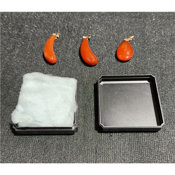 3 Agate Pendants with Metal Bails in Presentation Box